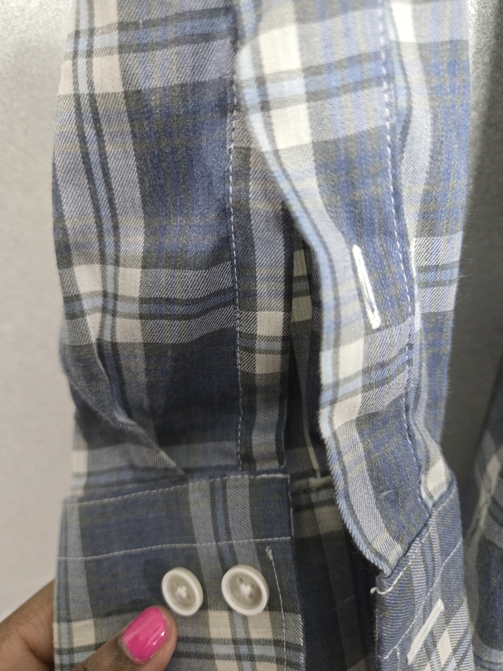 Ledbury Osmond Blue Plaid Button Down Shirt Spread Collar Cotton 15.5 Medium - Picture 6 of 10